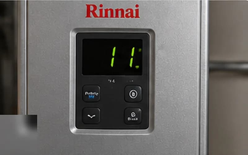 Rinnai tankless water heater installed in a utility cabinet — error code 11 ignition failure troubleshooting guide