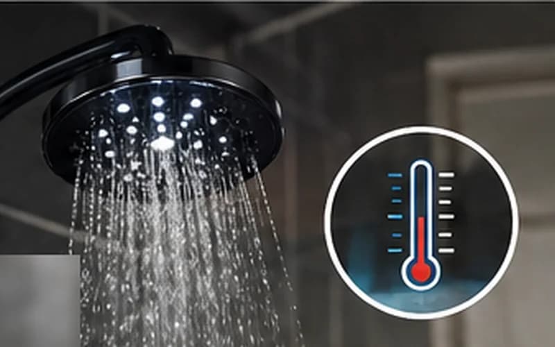Modern bathroom with wall-mounted tankless water heater — diagnosis guide for unit that goes cold mid-shower
