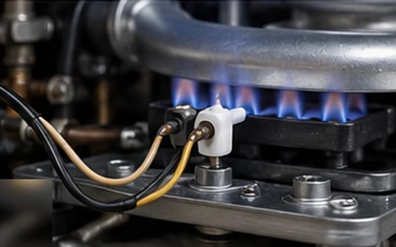 HVAC technician using gauges and tools on an outdoor unit — tankless water heater ignition failure diagnostic guide